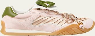 Fendi Wave Pulse Mixed-Media Low-Top Sneakers