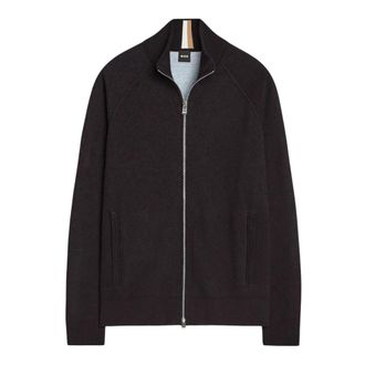 HUGO BOSS Idino Full Zip Cardigan - Heren - Vesten - Zwart - S - Katoen - Truien & Vesten