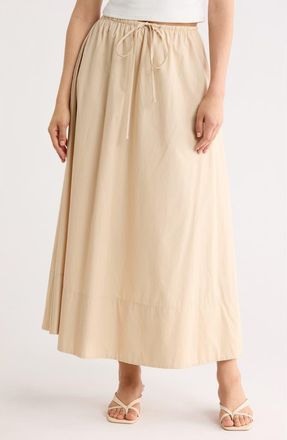 Renee C Cotton Poplin Maxi Skirt in Khaki at Nordstrom Rack, Size X-Large