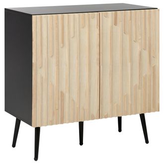 Beliani Aparador Moderno Almacenaje Estructura Mdf Puerta De Madera Maciza Patas De Hierro Madera Clara Dalcross