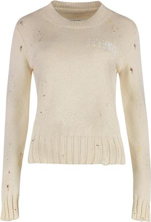 Maison Margiela Katoenen trui met ronde hals - Dames - Ronde hals truien - Beige - L - Katoen - Truien & Vesten