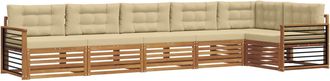 vidaXL Conjunto De Sof&aacute;s De Exterior 6 Uds. Natural Y Beige Vidaxl