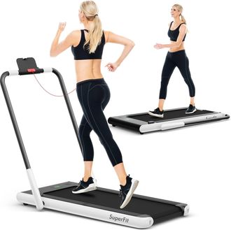 Costway 2 En 1 Cinta De Correr Plegable, Cinta De Correr 1-12.0km/h Con App Y Mando A Distancia, Soporte Para Tel&eacute;fono, Pantalla Led Y Altavoz, M&aacute;quina De Cor