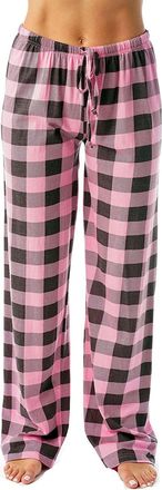 Generic Womens Pyjama Bottoms Wide Leg Trousers for Women UK Pajama Classic Soft Plaid/Gradient Printed Stretch Drawstring Long Lounge Summer Pyjamas (Pink, S