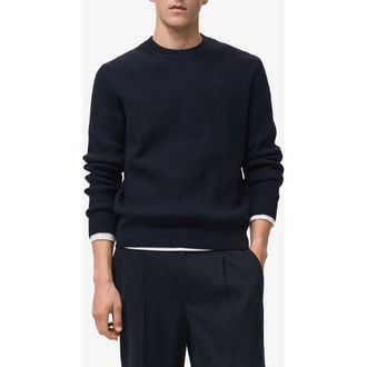 Mango Rib Crewneck Sweater in Navy at Nordstrom, Size Medium