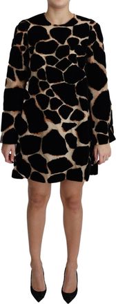 Dolce & Gabbana Fluwelen Mini Jurk Giraffeprint