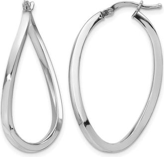 Diamond2Deal 14k White Gold 2mm Polished Twisted Oval Shape Hoop Earrings