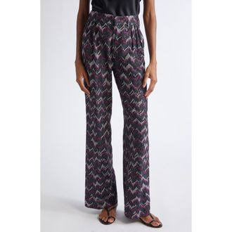Missoni Chevron Stripe Metallic Knit Pants in Black And Violet at Nordstrom, Size 10 Us