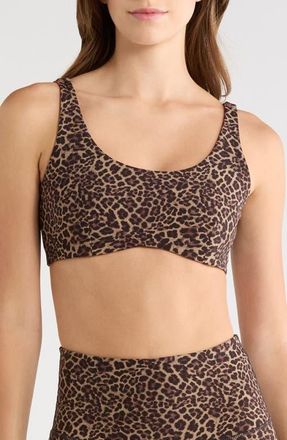 Lord & Taylor Sculpt Reversible Sports Bra in Goji Berry/New Leopard at Nordstrom, Size X-Small