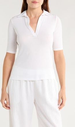 Vince Elbow Sleeve Polo in Optic White at Nordstrom Rack, Size X-Large