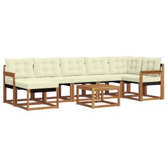 vidaXL Conjunto De Sof&aacute;s De Exterior Con Coj&iacute;n 8 Pcs Natural Y Crema Vidaxl