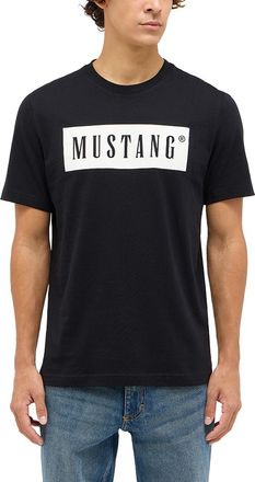 Mustang Kurzarmshirt MUSTANG Herren Style Austin, Herren, Gr. 4XL, schwarz, Jersey, 100% Baumwolle, Rundhals, Shirts Kurzarmshirt