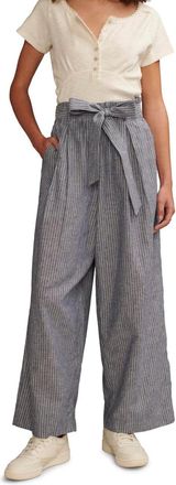Lucky Brand Womens Lucky Brand Pants Blue Striped Paperbag Belted Waist Wide Leg RED1087