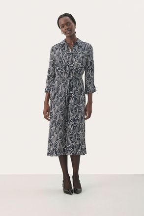 Part Two Jurk Regular fit Dark Navy Dot Chain navy