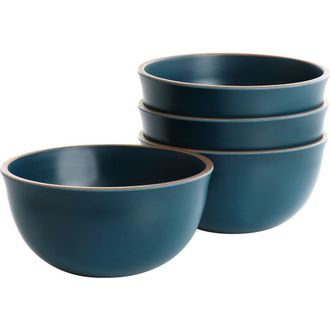 Gibson Home Rockabye 4 Piece Melamine Cereal Bowl Set in Dark Teal at Nordstrom