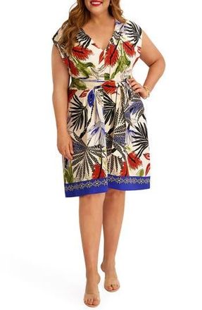 Kensie Cap Sleeve Crepe Dress in Natural Mu at Nordstrom Rack, Size 1X