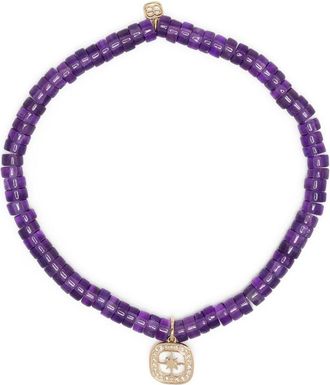 Sydney Evan 14kt yellow gold Starburst amethyst bracelet - women - Amethyst - OS - Purple