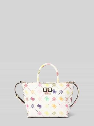 Guess Tote Bag mit Allover-Logo-Print Modell Emelie in Weiss, Gr&ouml;&szlig;e 1