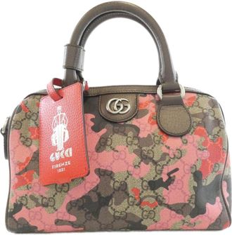 Gucci Beige Pink Coated Canvas Boston Bag (Pre-Owned)
