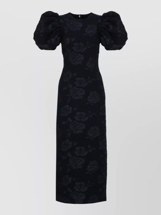 Rotate jacquard floral puff-sleeve maxi dress