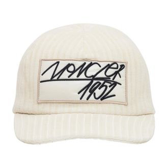 Moncler Caps, male, White, Size: ONE SIZE Ribbed Cap