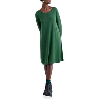 Seasalt Cornwall Long Sleeve Organic Cotton A-Line Sweater Dress in Evergreen at Nordstrom, Size 10 Us