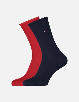 Tommy Hilfiger Womens 2-Pack Classic Embroidered Logo Womens Socks, Navy/Red - Black - Size: 6/6.5/7/7.5/8/8.5/9