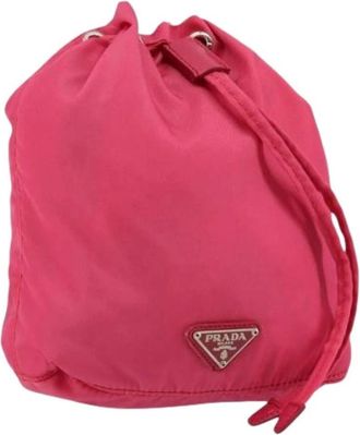 Prada Pre-owned Bucket Bags, female, Pink, Size: ONE SIZE Pre-owned Nylon Bucket Bag