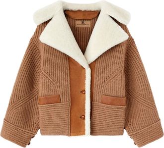 Ermanno Scervino shearling panelled-knit jacket - Brown