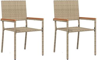 vidaXL Garden Stacking Chairs 2 pcs Cream, Brown Vidaxl