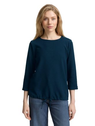 Tom Tailor Langarmshirt TOM TAILOR, Damen, Gr. M (38), sky captain blau, Single Jersey, Obermaterial: 75% Baumwolle, 20% Polyester, 5% Elasthan, unifarben, loose