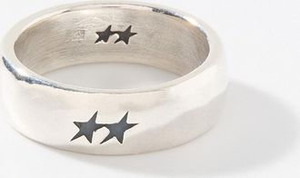 TwoJeys Mens Etched star logo ring