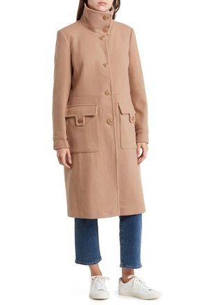 Andrew Marc Almedia Wool Blend Twill Coat in Camel at Nordstrom, Size X-Large