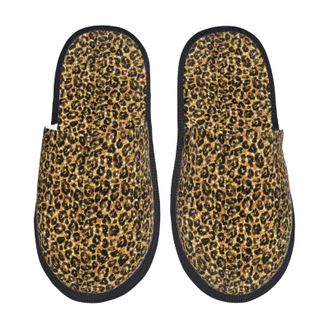 Generic Gold Glitter Leopard Men Women Sliders Cosy House Slippers Breathable Shoes For Indoor Outdoor Bedroom M