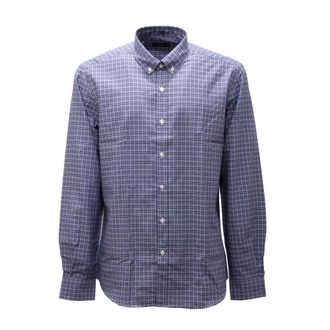 Fay Katoenen Geruit Overhemd - Heren - Casual Overhemden - Blauw - 4XL - Katoen - Overhemden