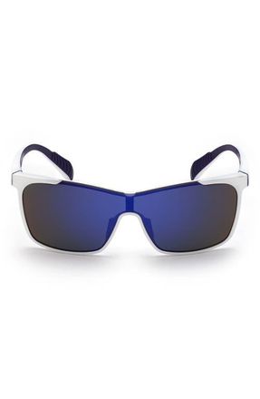 adidas Shield Sunglasses in White /Blue Mirror at Nordstrom