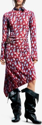 Desigual Abstract Print Long Sleeve Cotton Blend Sweater Dress in Red at Nordstrom, Size Medium