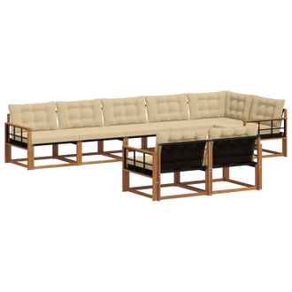vidaXL Conjunto De Sof&aacute;s De Exterior Con Coj&iacute;n 8 Pcs Natural Y Beige Vidaxl