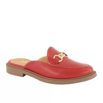 Andrea Womens Flat Mocassin Mule In Red