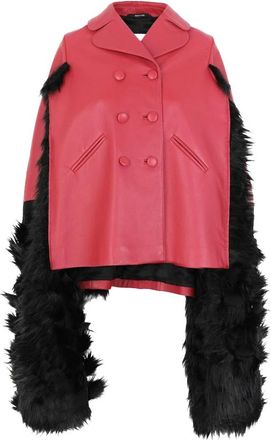 Maison Margiela Rode Leren Cape Jas Ss 22 - Dames - Leren en Su&egrave;de Jassen - Rood - 2XS - Leer - Jassen