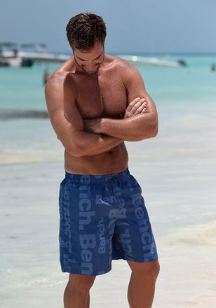 Bench Badeshorts BENCH., Herren, Gr. XL (54/56), Lang, blau (blau (langgr&ouml;sse)), Microfaser, Polyester, bedruckt, Badehosen Badeshorts, kurze oder lange For