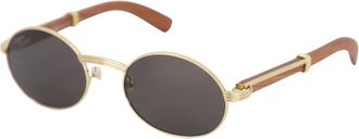 Cartier Gold and Wood Oval Sunglasses