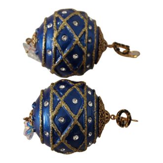 Dolce & Gabbana Earrings, female, Blue, Size: ONE SIZE Blue Christmas Ball Crystal Hook Earrings