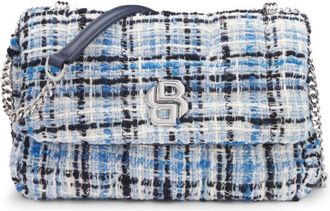 BOSS Multicolored-tweed shoulder bag with Double B monogram