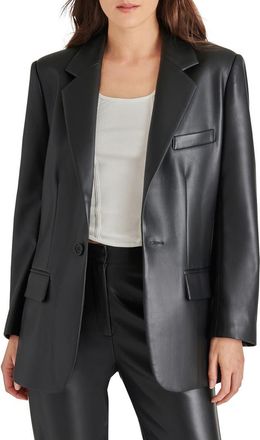 Steve Madden Imaan Faux Leather Blazer in Black at Nordstrom, Size X-Small