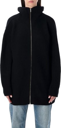 Maison Margiela Womens Ribbed Wool-blend Cardigan Dress - Black - Size Small