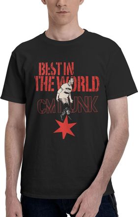 Generic Mens Punk Best World T-Shirt Short Sleeve Tee-Shirt Basic Simple Vintage Tops Cotton Crew Neck Shirt Black 3XL