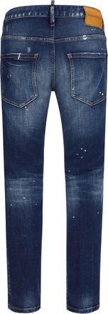 Dsquared2 Mens Distressed Skater Jeans Navy Blue Cotton; Elastane
