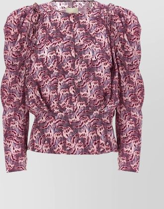 Isabel Marant floral pleated puff sleeve blouse