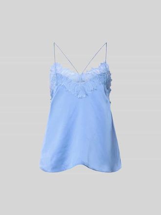 Iro Bluse aus Satin mit Spitzenbesatz in Hellblau, Gr&ouml;&szlig;e 36